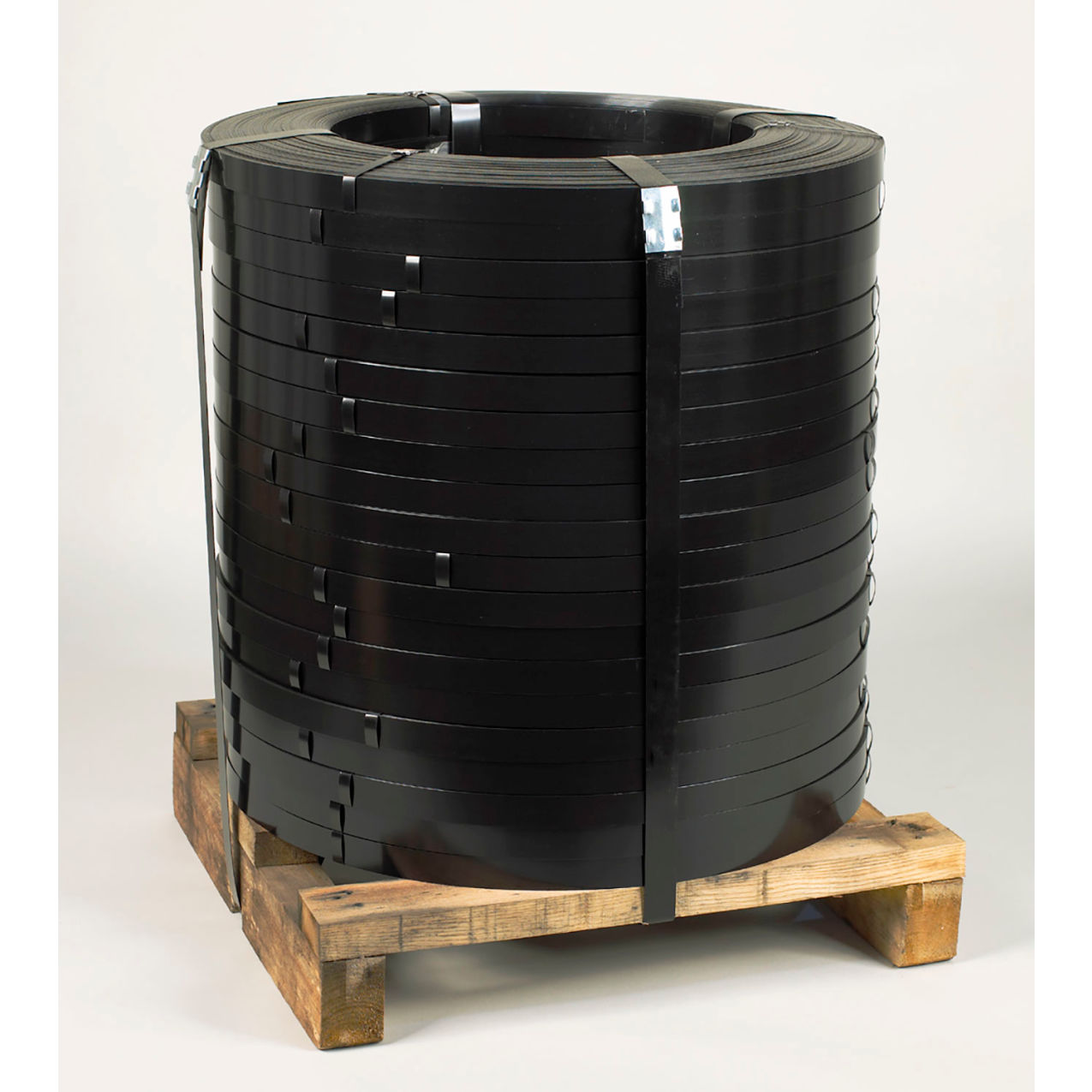 Steel Strapping, 1/2"W x 0.023" Thick, 16" x 3" Core, Black Waxed, 12/PK