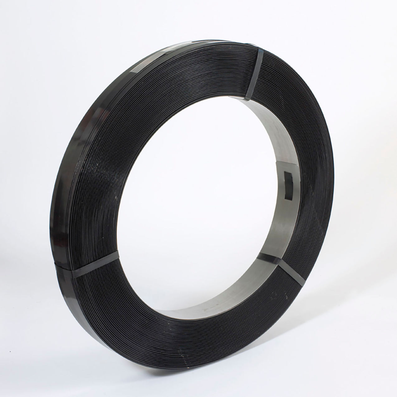 1/2" Wide x 0.017" Thick Black Steel Strapping, 16" x 3" Core
