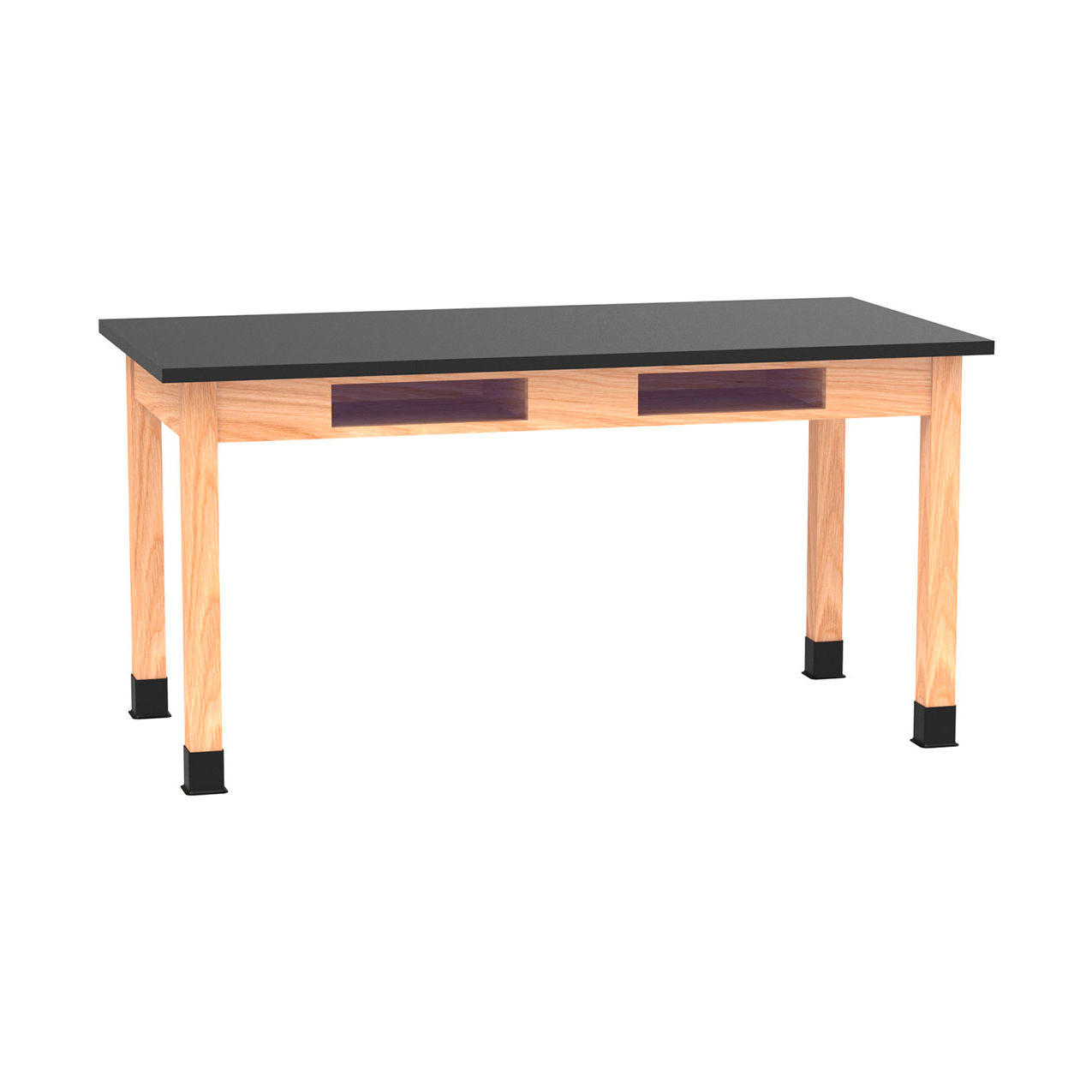 Science Lab Table with Epoxy Top, 60"L x 30"W x 30"H, Red Oak