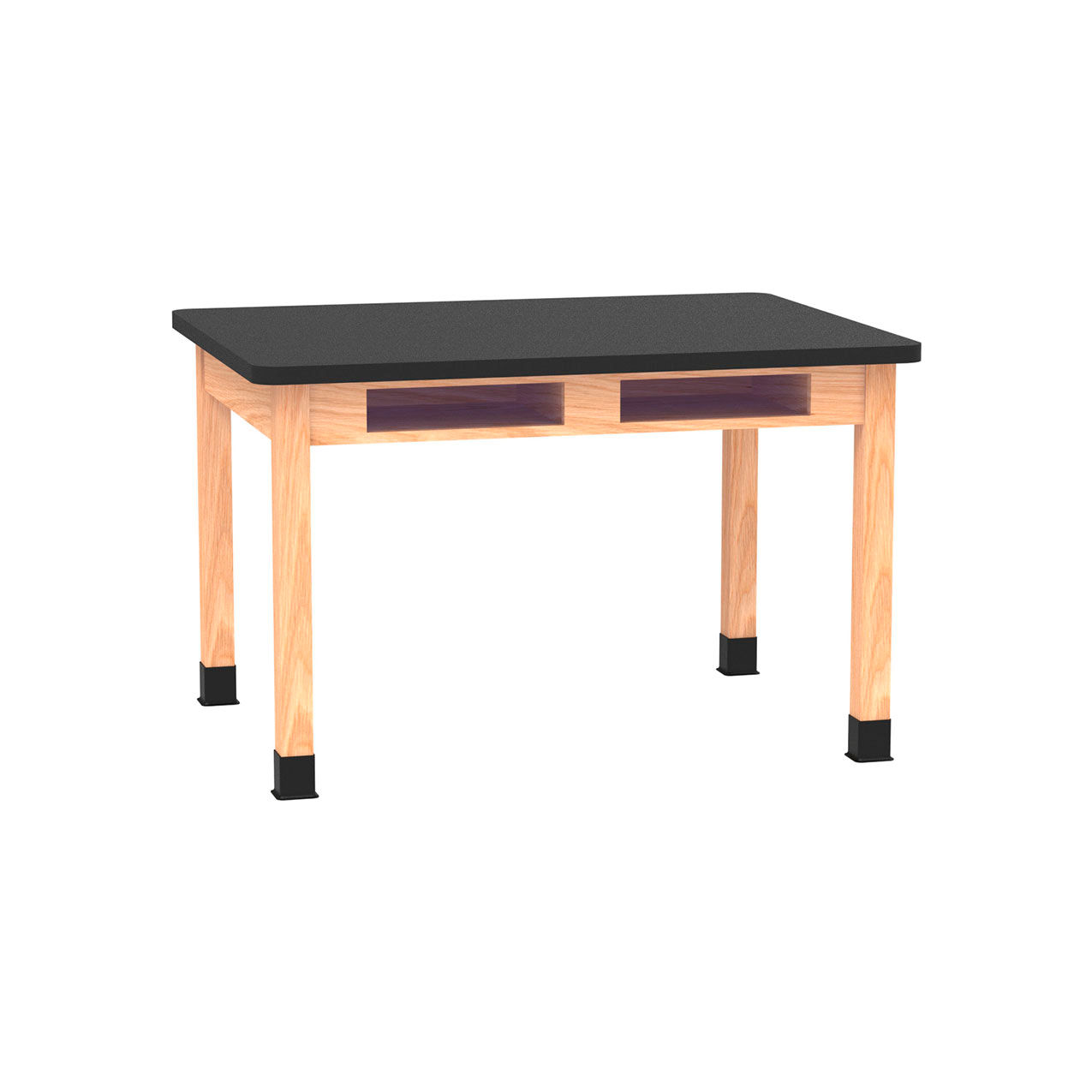 PerpetuLab Science Lab Table, Laminate Top, 48Lx36Wx30H, 2 Compartments Red Oak