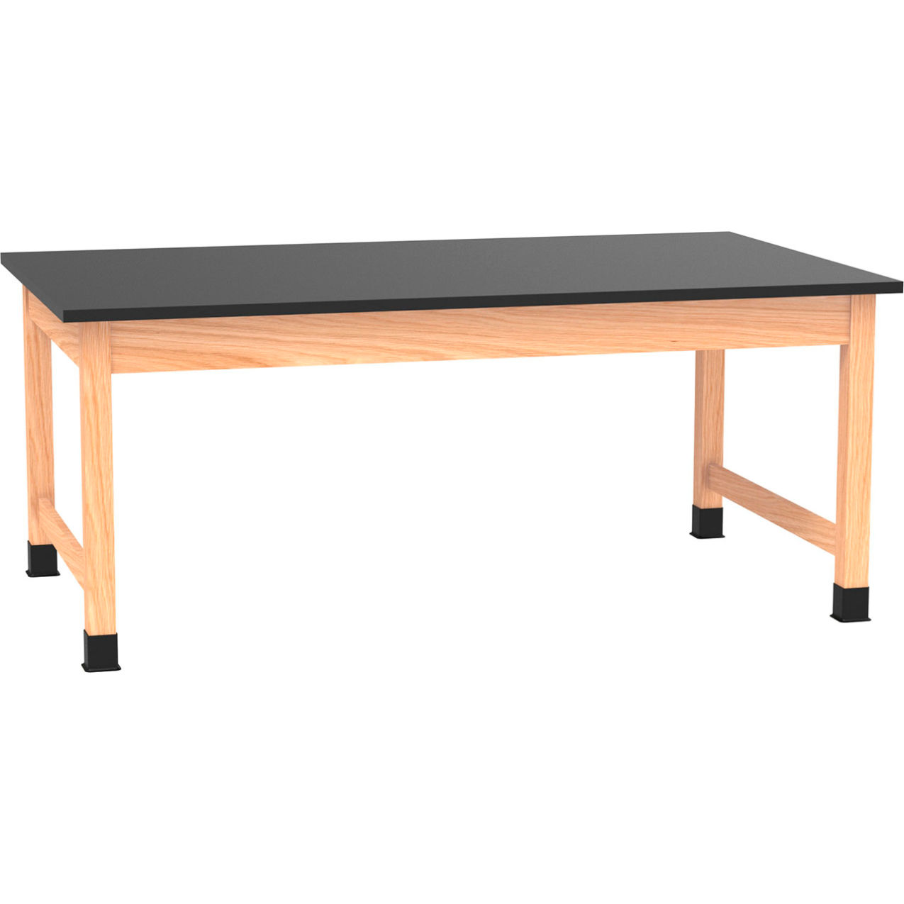 Science Lab Table with Epoxy Top, 72"L x 42"W x 30"H, Red Oak