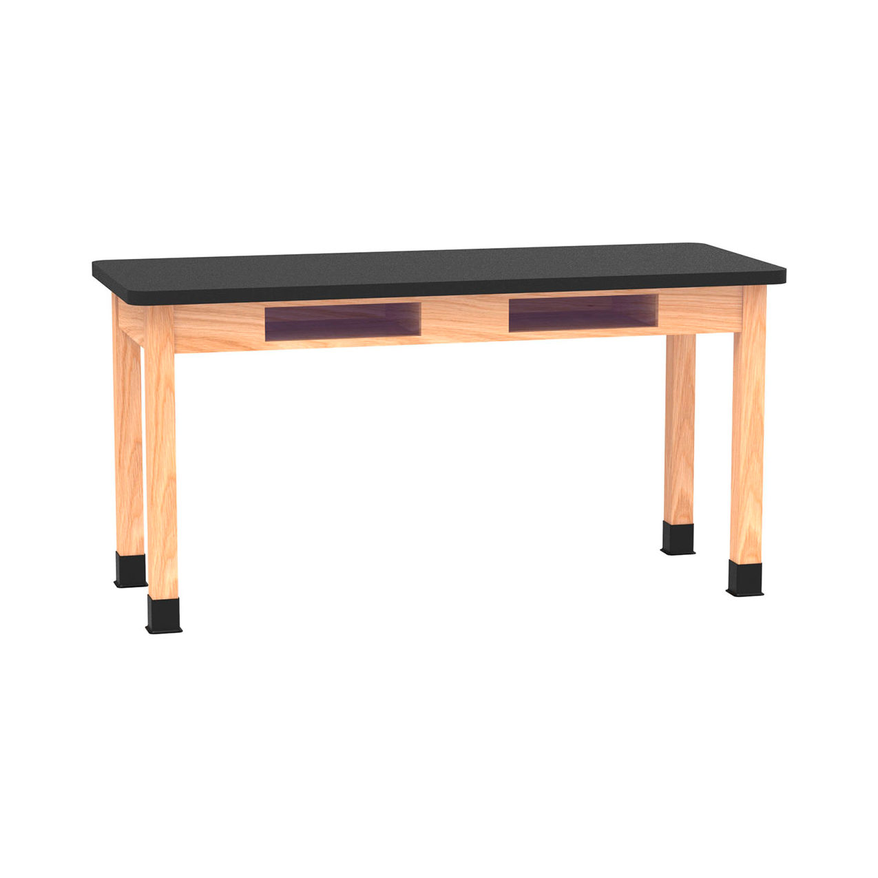 PerpetuLab Table w/ Laminate Top, 60"L x 24"W x 30"H, Red Oak