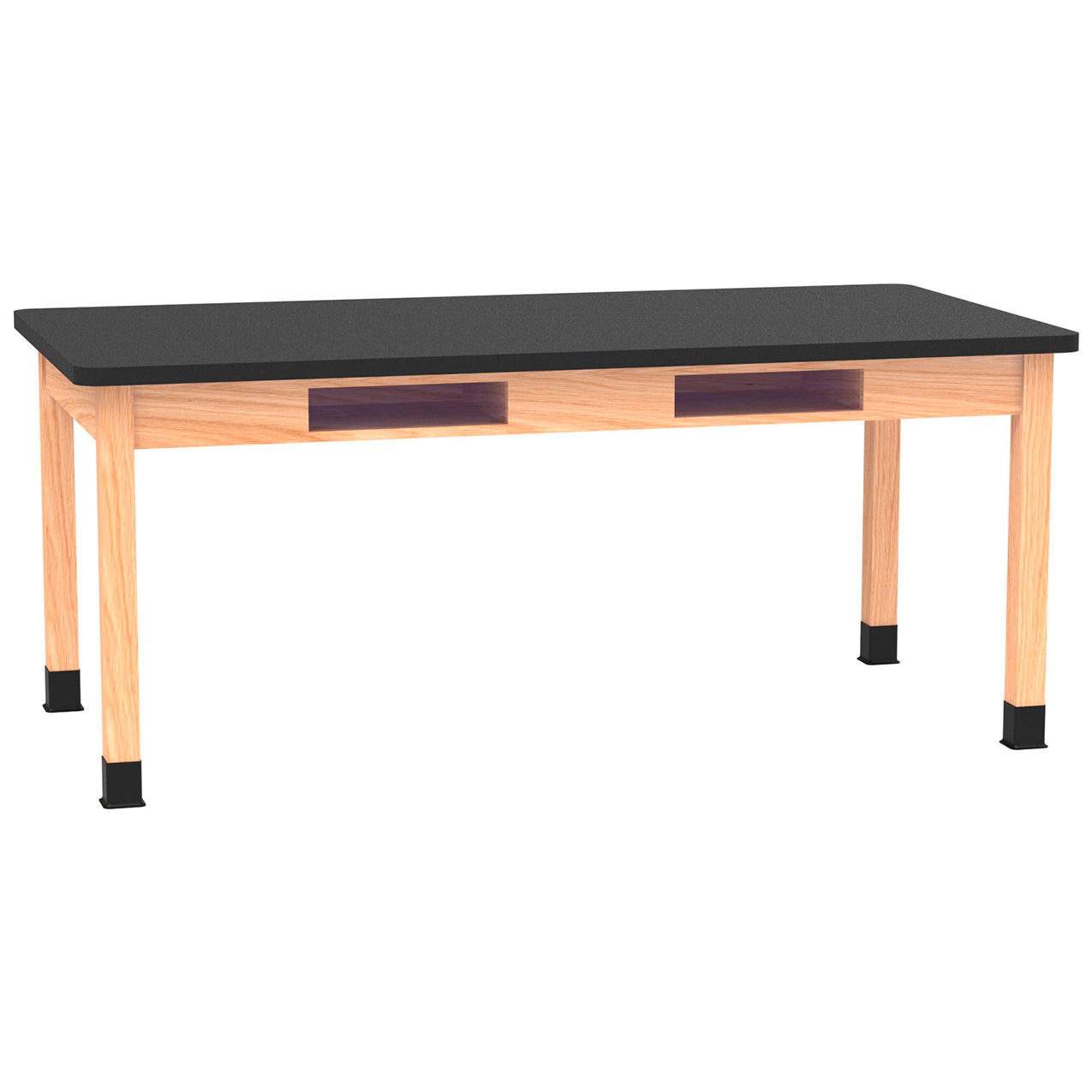 Science Lab Table with Laminate Top, 72"L x 36"W x 30"H, Red Oak