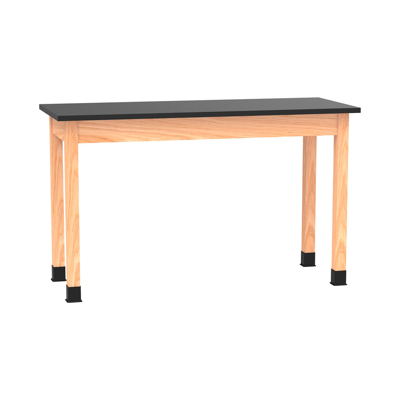 Science Lab Table with Epoxy Top, 60"L x 24"W x 36"H, Red Oak