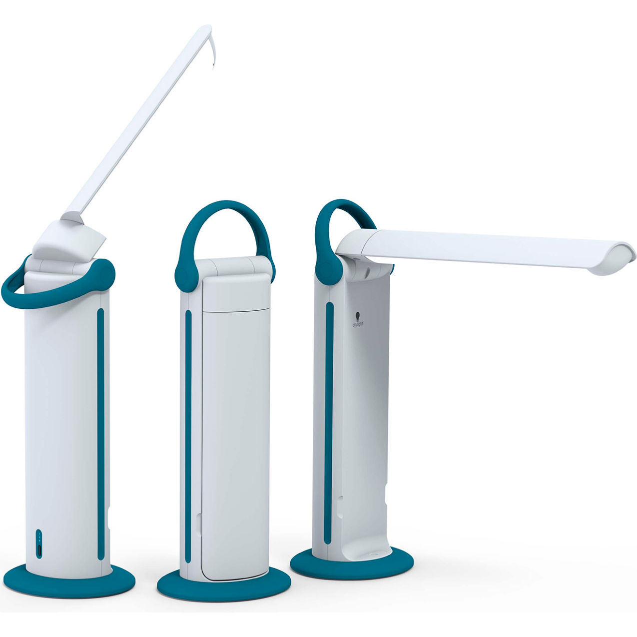 Daylight Twist 2 Go LED Lamp with USB Port, 5W, Teal/White