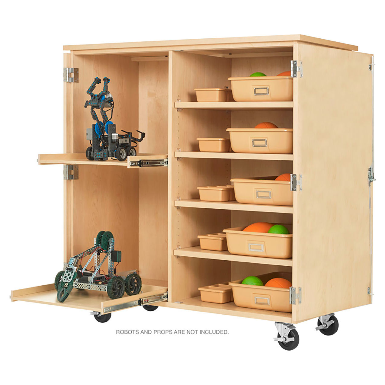 Compartment Tote Storage Cabinet, 50"W x 24"D x 53"H, Maple