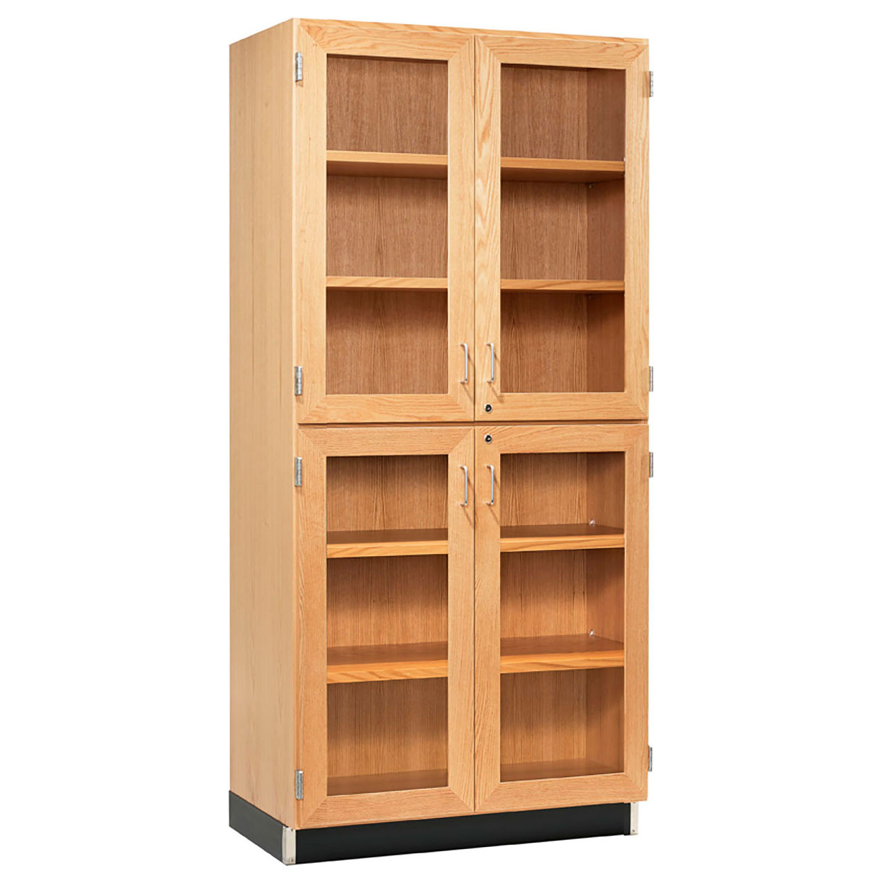 Access Tall Storage with Split Glass Doors, 36"W x 22"D x 84"H, Red Oak