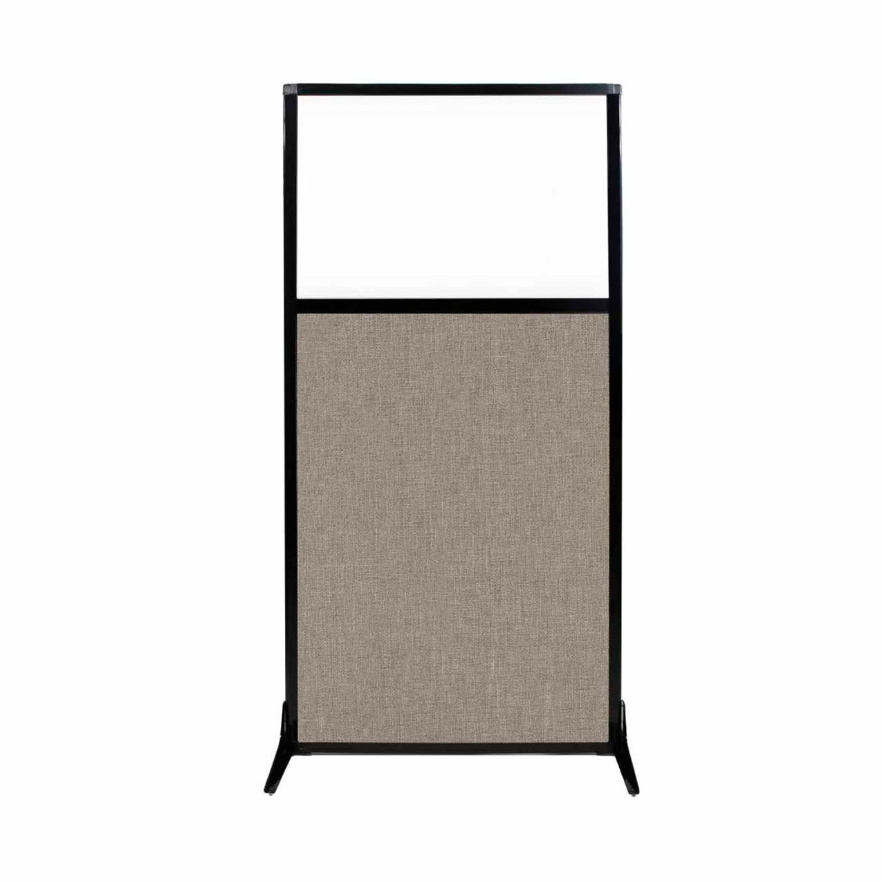 Work Station Screen with Window, 33"W x 70"H, Warm Pebble Fabric