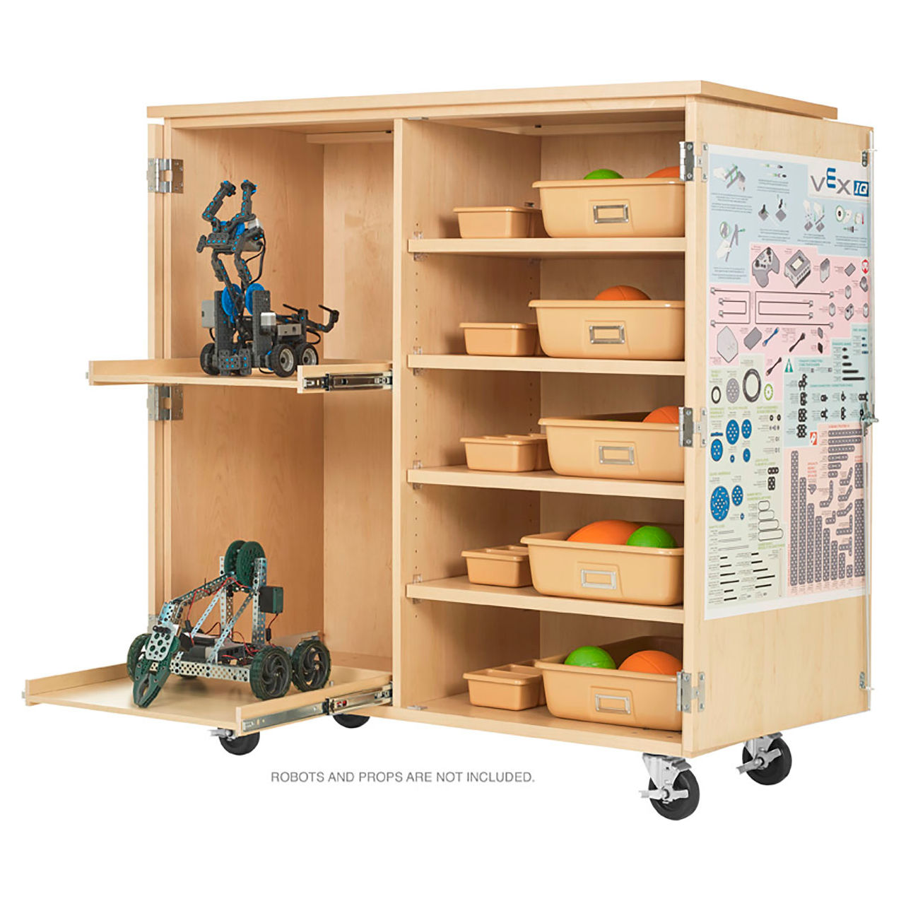 Robotics Storage Cabinet w/ 3-Pt Locking Handles, 50"W x 24"D x53"H, Maple