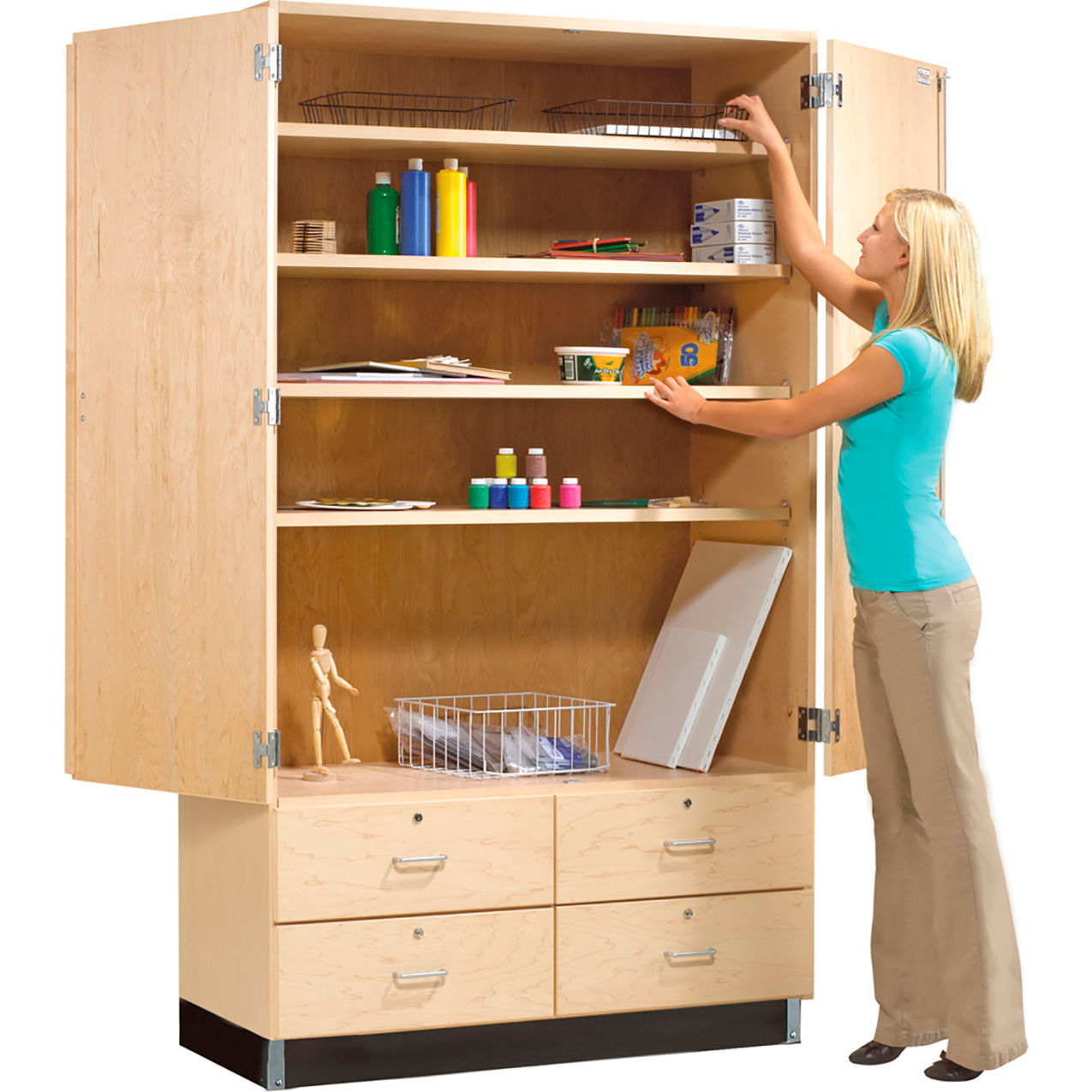 Access Tall Storage Cabinet, 48"W x 22"D x 84"H, Red Oak