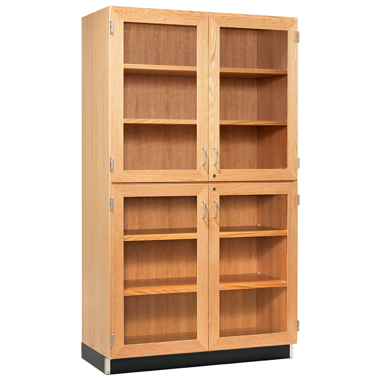 Access Tall Storage with Split Glass Doors, 48"W x 22"D x 84"H, Red Oak