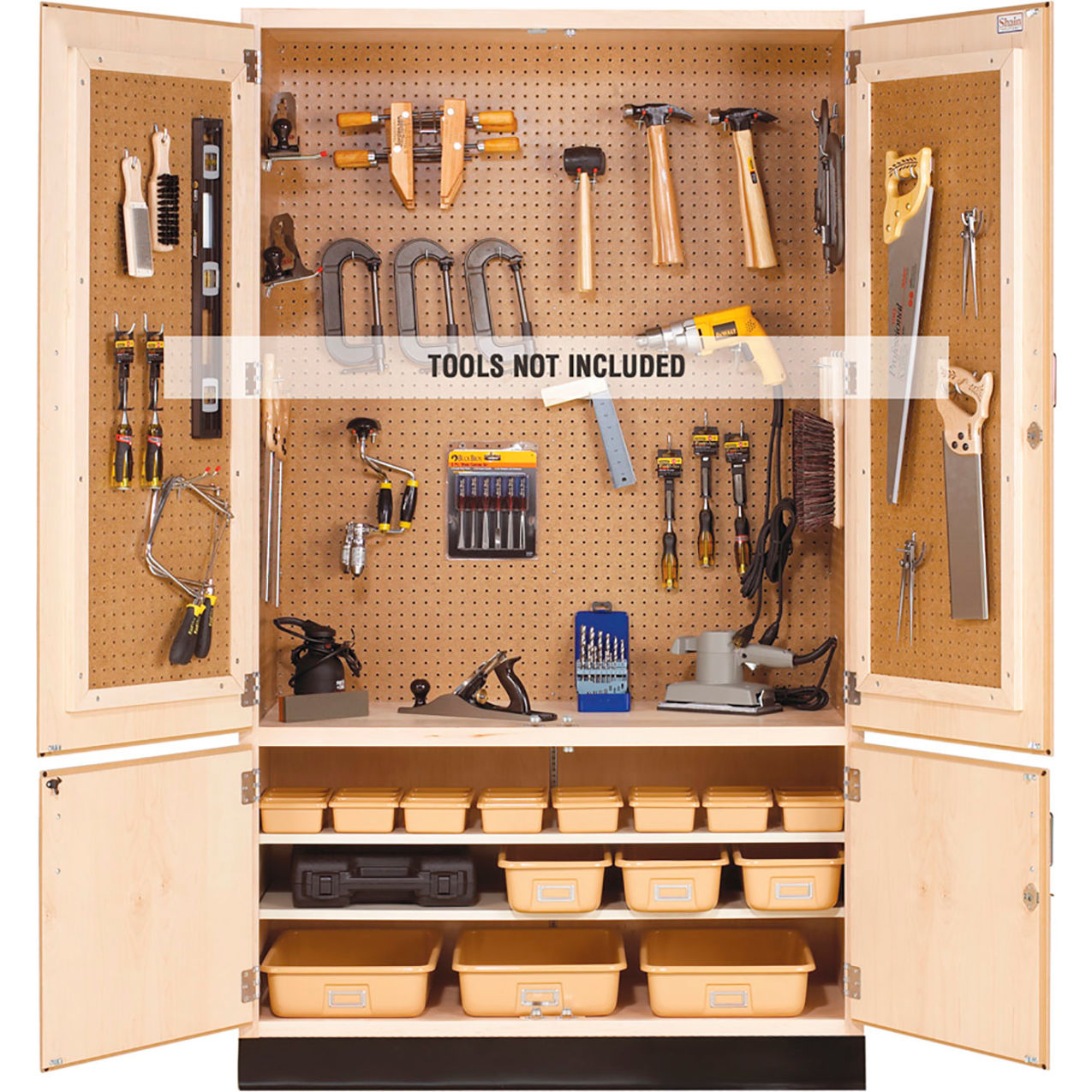 Tool Cabinet To Hold Woodworking Tools, 48"W x 22"D x 84"H, Maple