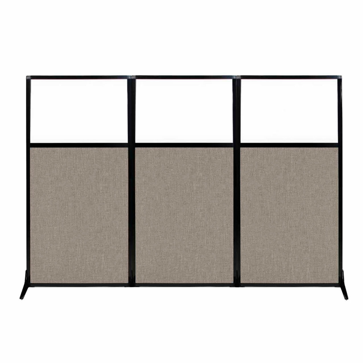 Work Station Screen with Window, 99"W x 70"H, Warm Pebble Fabric
