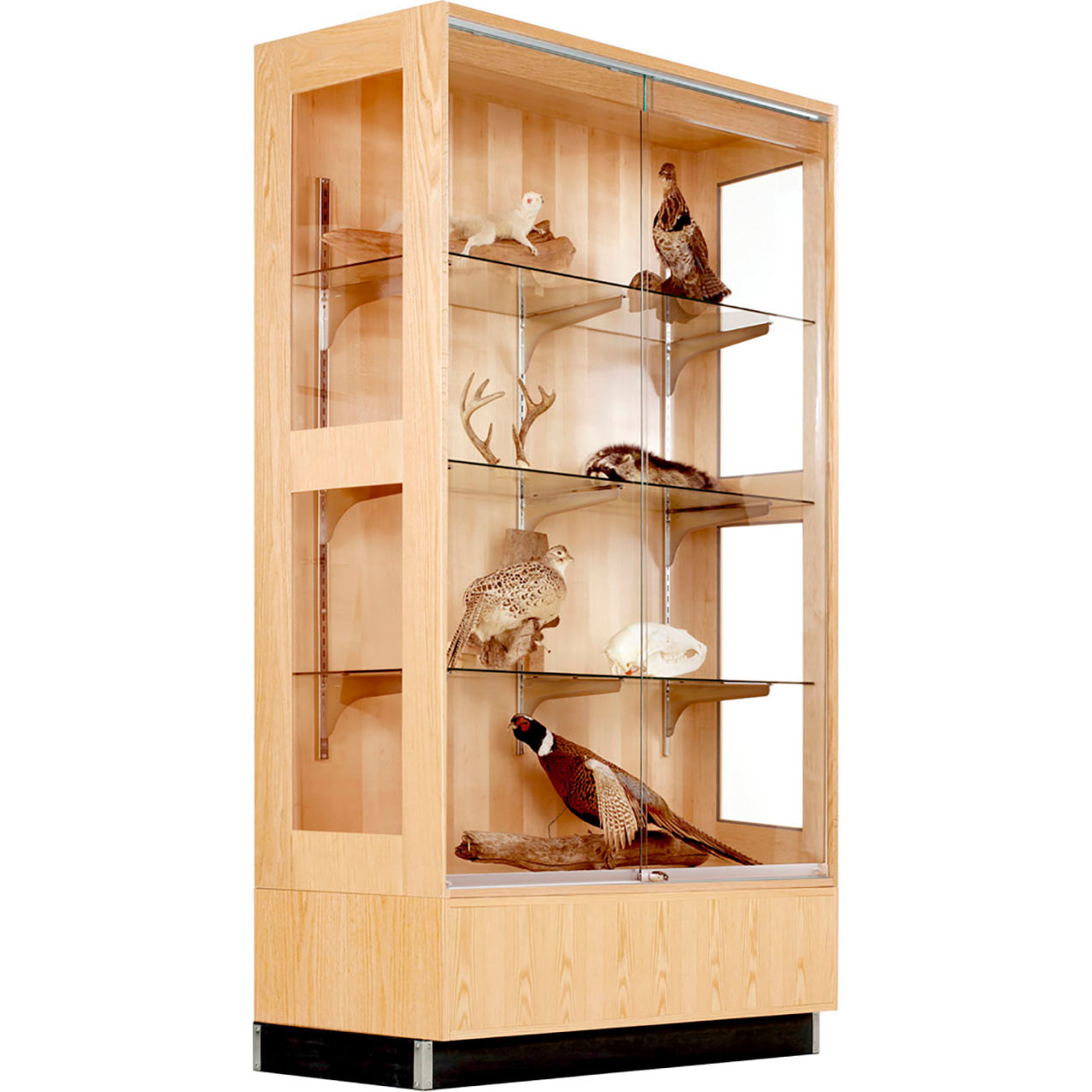 Access Display Case, 48"W x 22"D x 84"H, Red Oak