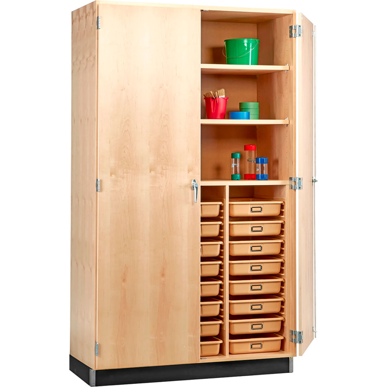 Access Tote Tray & Shelf Storage Cabinet, 48"W x 22"D x 84"H, Maple