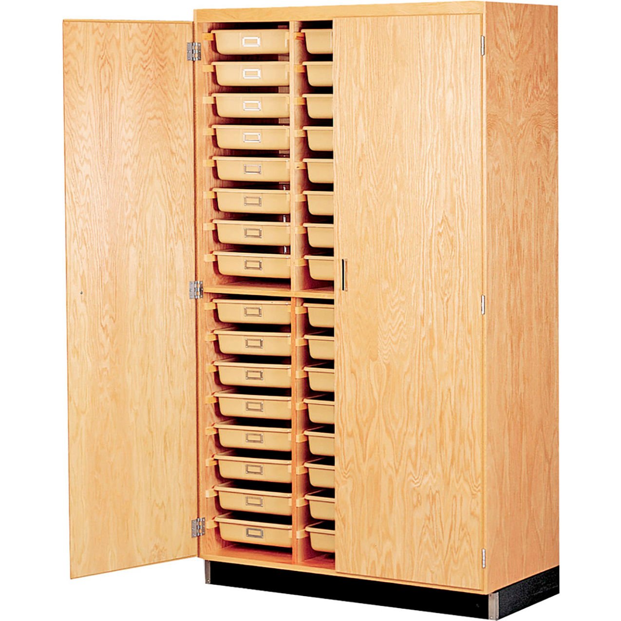 Access Tote Tray Cabinet, 48"W x 22"D x 84"H, Red Oak
