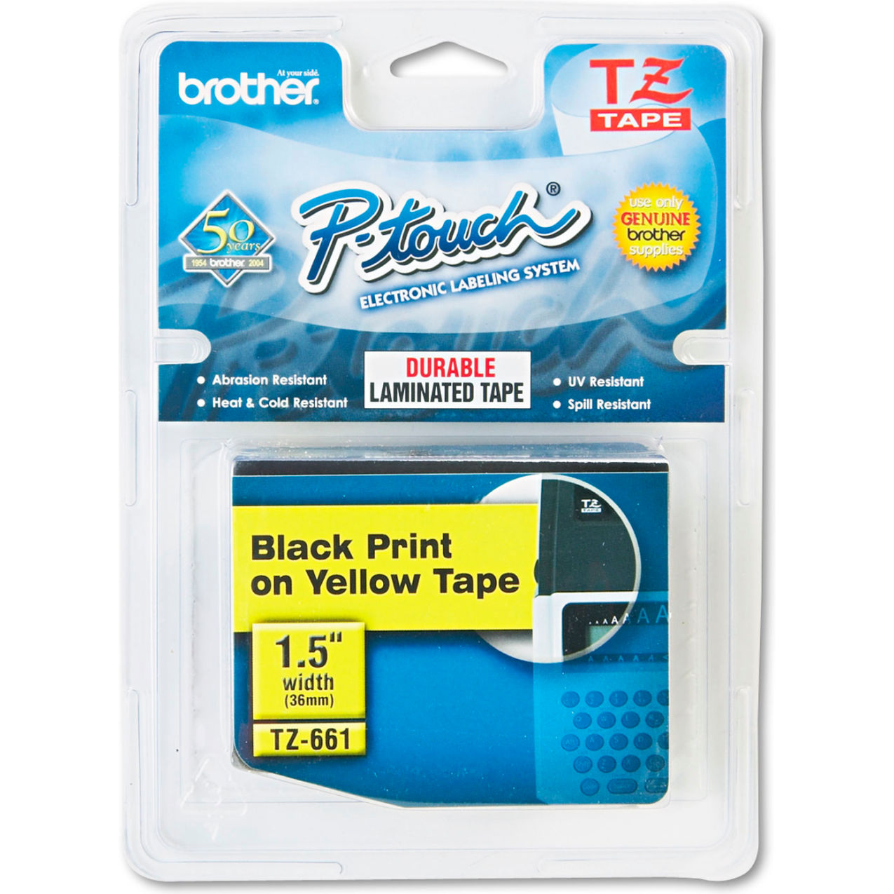 Standard Adhesive Laminated Labeling Tape, 1-3/8" x 26-3/16', Yellow