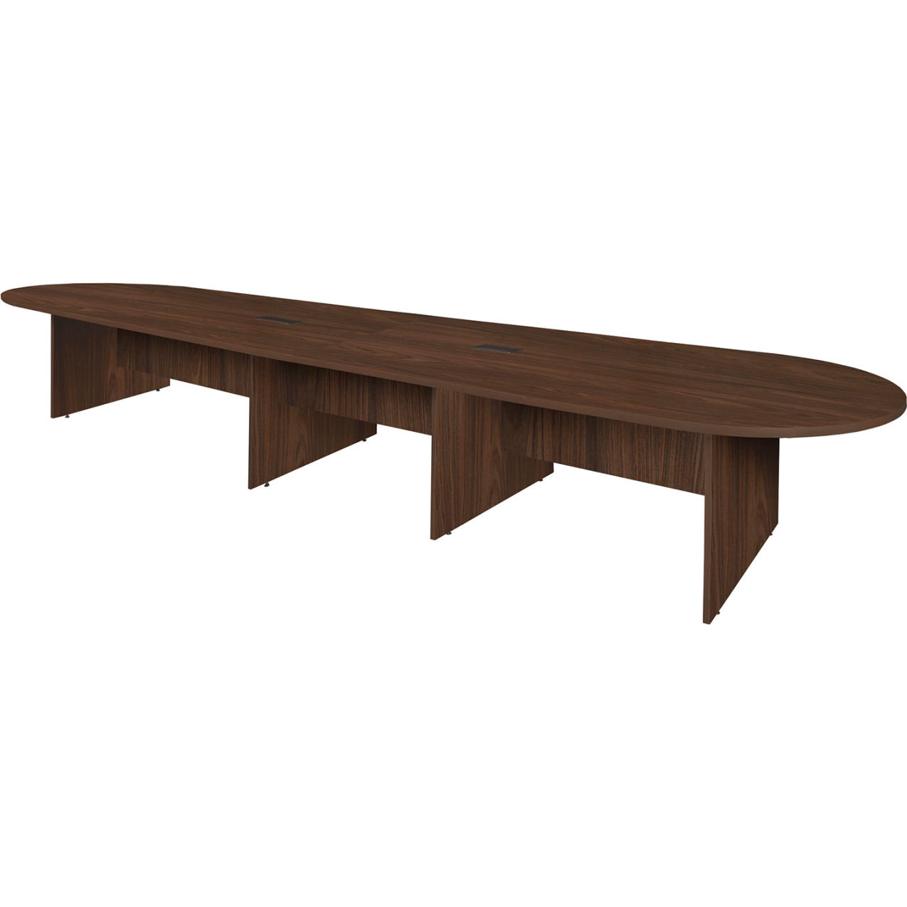 Legacy Racetrack Conference Table with 2 Charging Ports, 192"L x 52"W x 29"H, Neo Walnut
