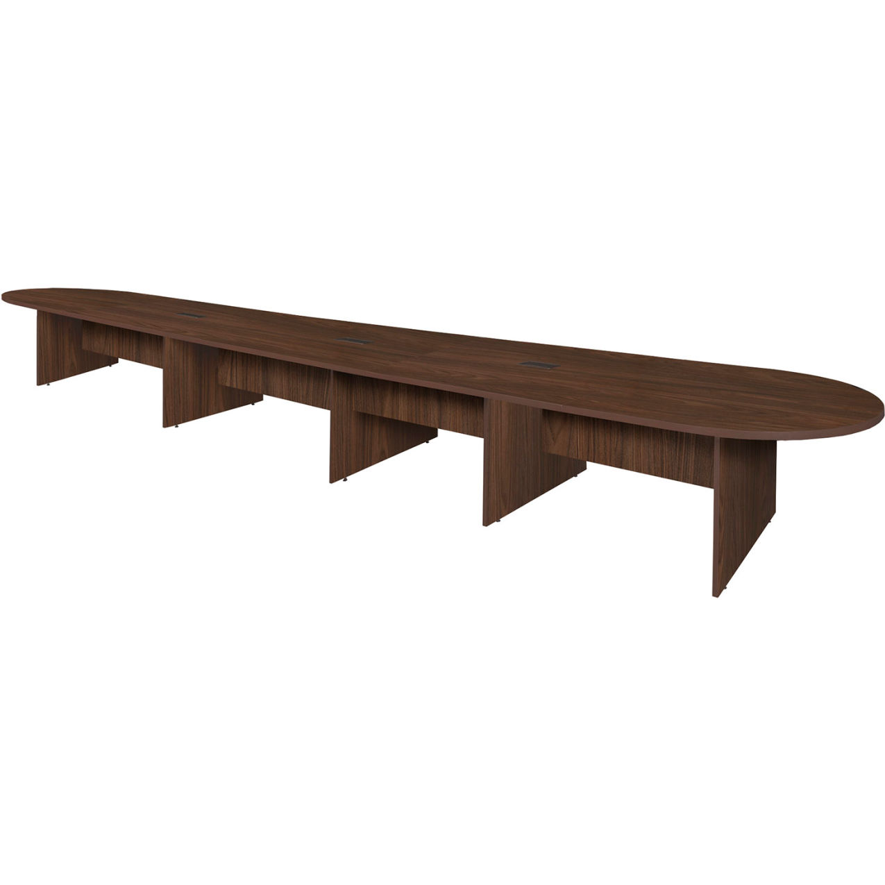 Legacy Racetrack Conference Table with 3 Charging Ports, 240"L x 52"W x 29"H, Neo Walnut