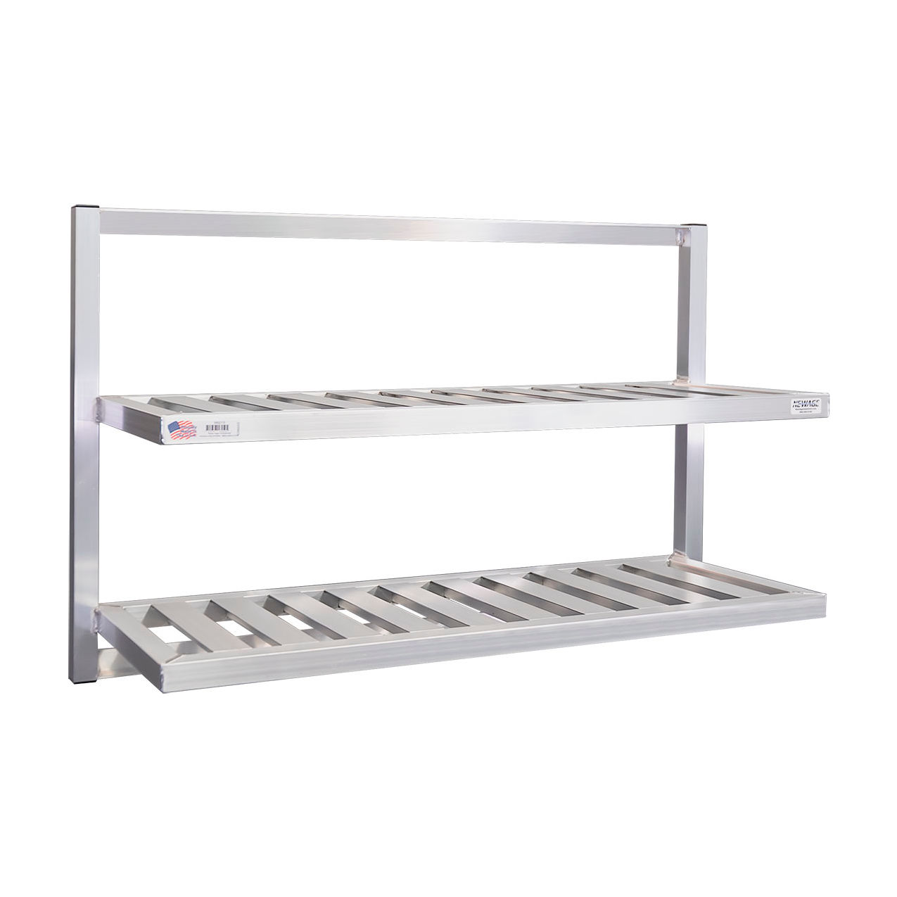 Heavy Duty Wall Mounted Aluminum T-Bar Shelving, 2 Shelves, 48"W x 16"D x 30"H