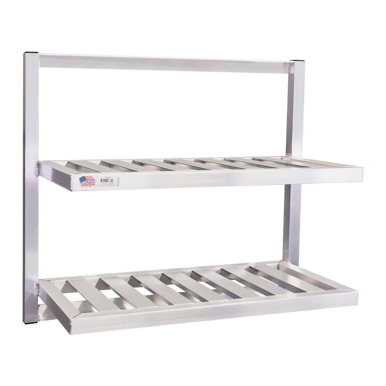 Heavy Duty Wall Mounted Aluminum T-Bar Shelving, 2 Shelves, 36"W x 16"D x 30"H