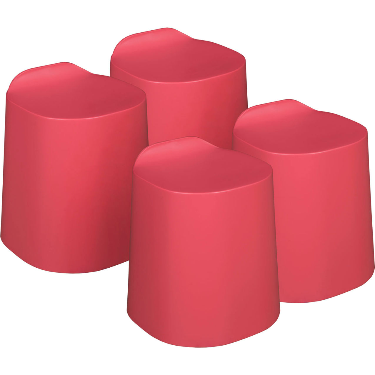 Dott 18" Plastic Classroom Stackable Stool, Red Raspberry, Pack of 4