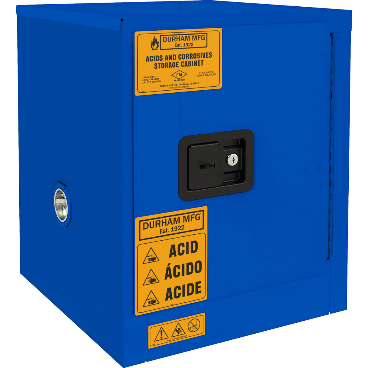 Corrosive Storage Cabinet Manual Close, 4 Gal Cap., 17-3/8"W x 18-1/8"D x 22-1/8"H