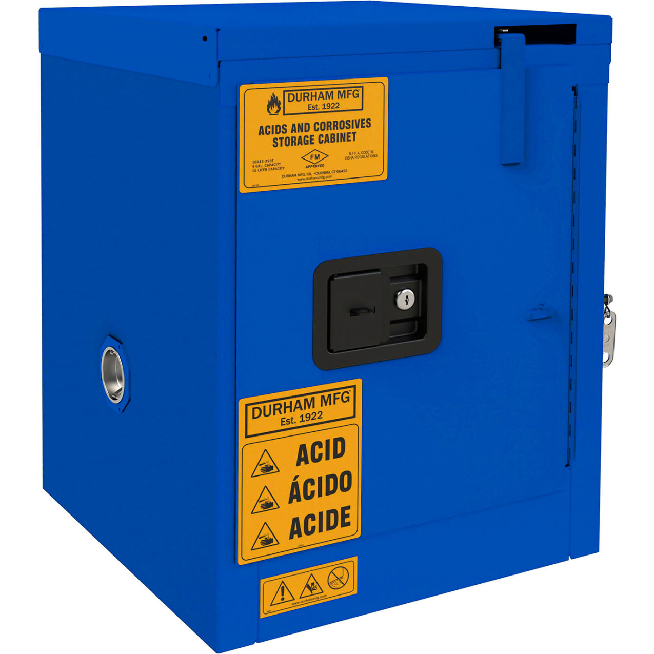 Corrosive Storage Cabinet, Self Close, 4 Gal. Cap., 17-3/8"W x 18-1/8"D x 23-3/8"H