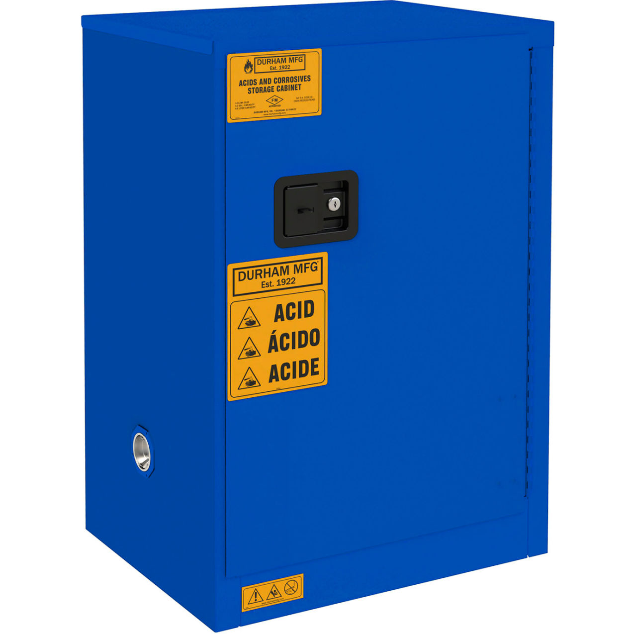 Corrosive Storage Cabinet, Manual Close, 12 Gallon Capacity, 23"W x 18"D x 35"H