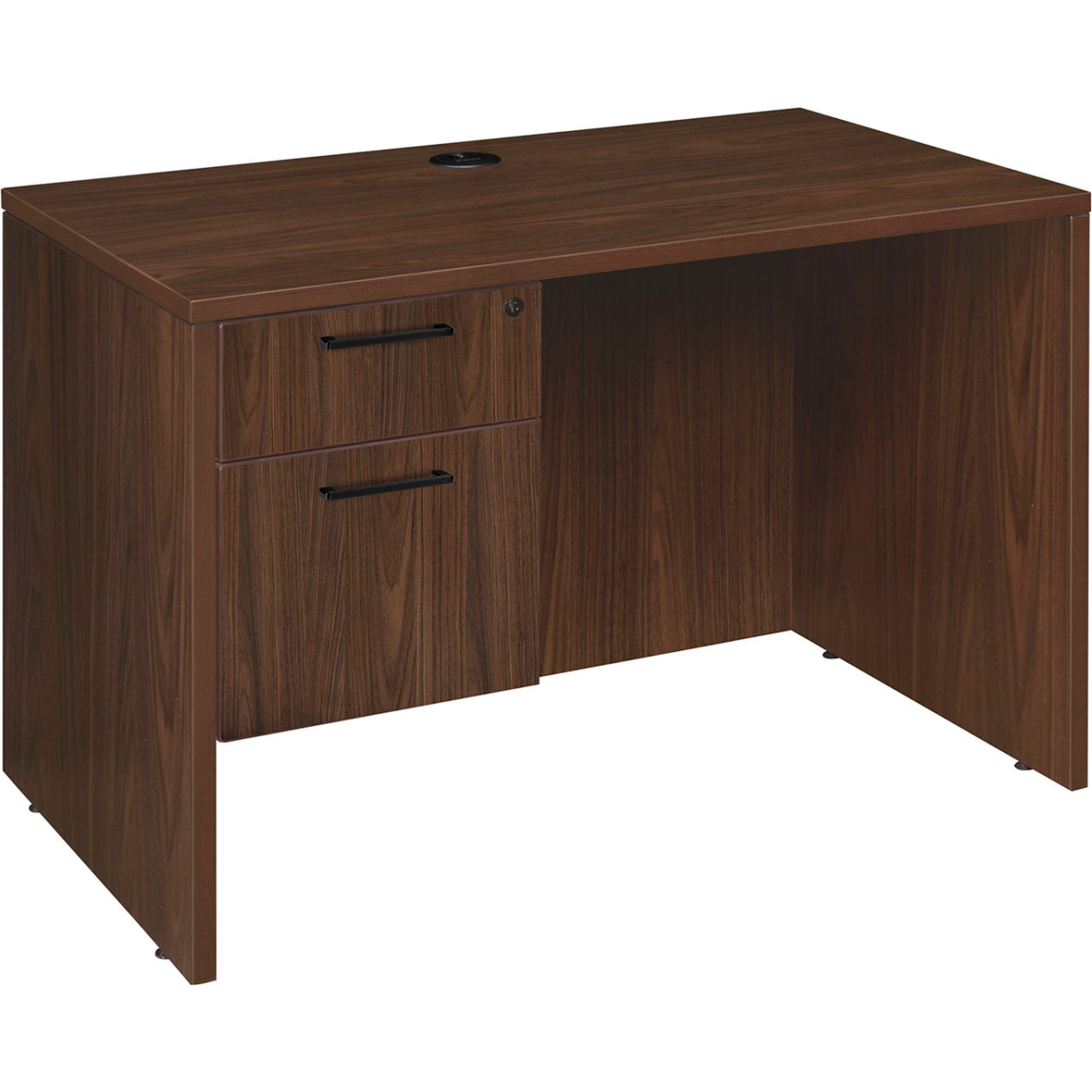 Legacy Executive Desk with Single Pedestal Drawer Unit, 42"W x 24"D x 29"H, Neo Walnut