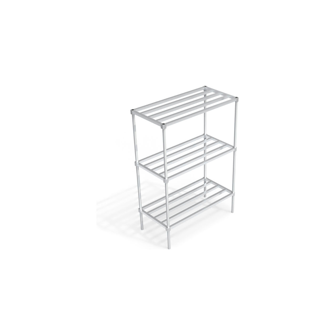 Adjustable Aluminum Shelving Unit, 3 Shelves, 48" x 24" x 68"