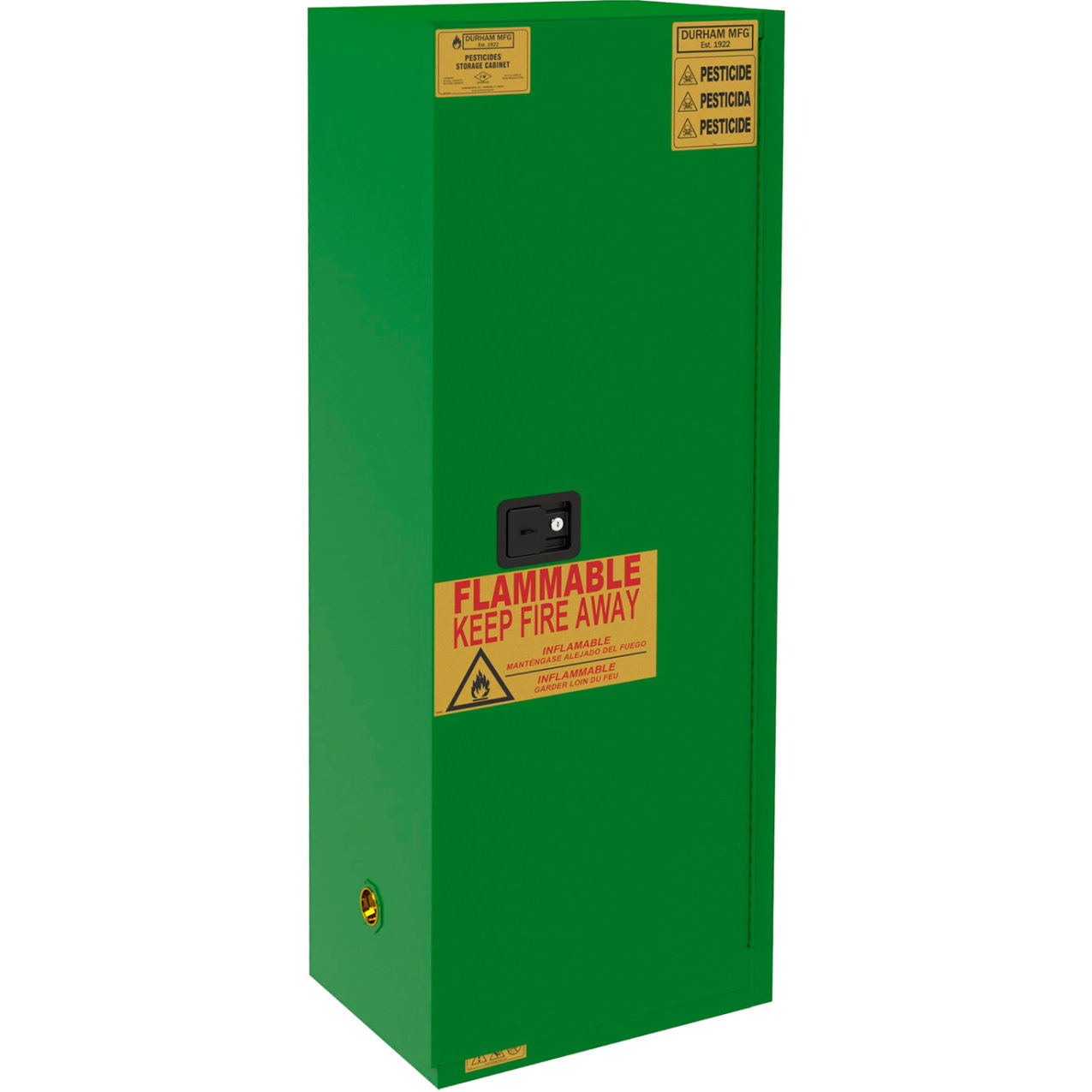 Pesticide Storage Cabinet, Manual Close, 24 Gal. Capacity, 23-1/4" Width x 18-1/16" Depth x 65-1/16" Height