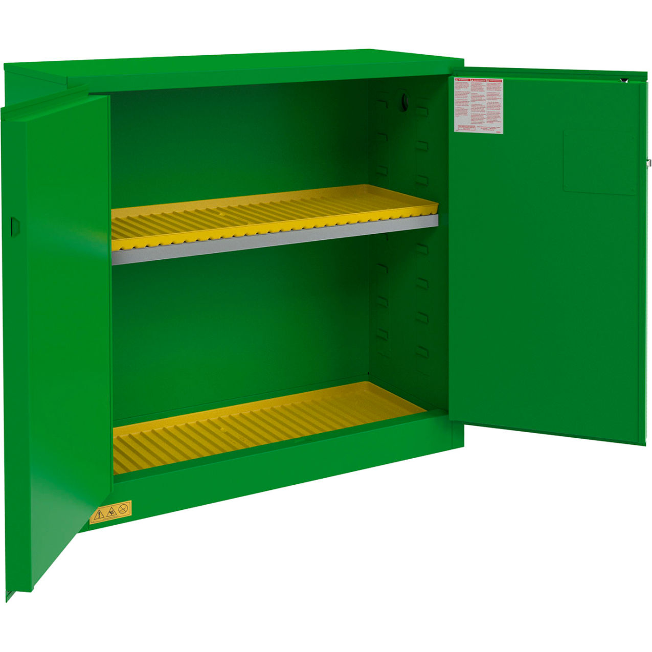 Pesticide Storage Cabinet, Manual Close, 30 Gal. Cap., 43-3/16"W x 18-3/16"D x 44-1/8"H