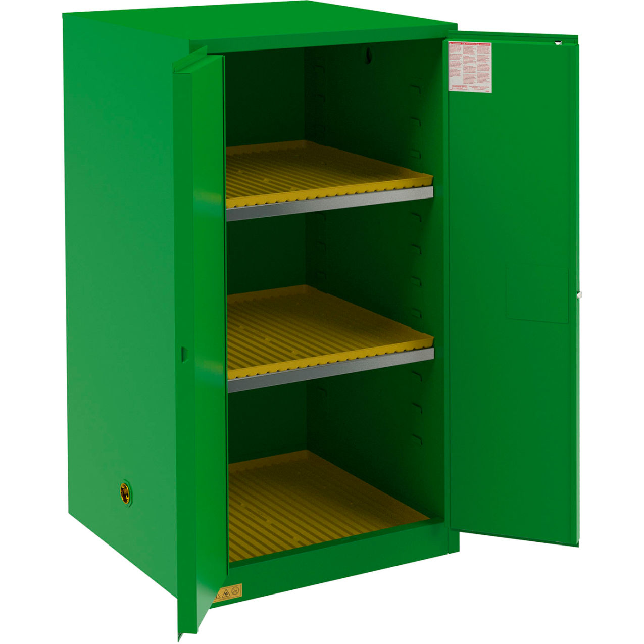 Pesticide Storage Cabinet, Manual Close, 60 Gal. Cap., 34-3/16"W x 34-3/16"D x 65-1/8"H
