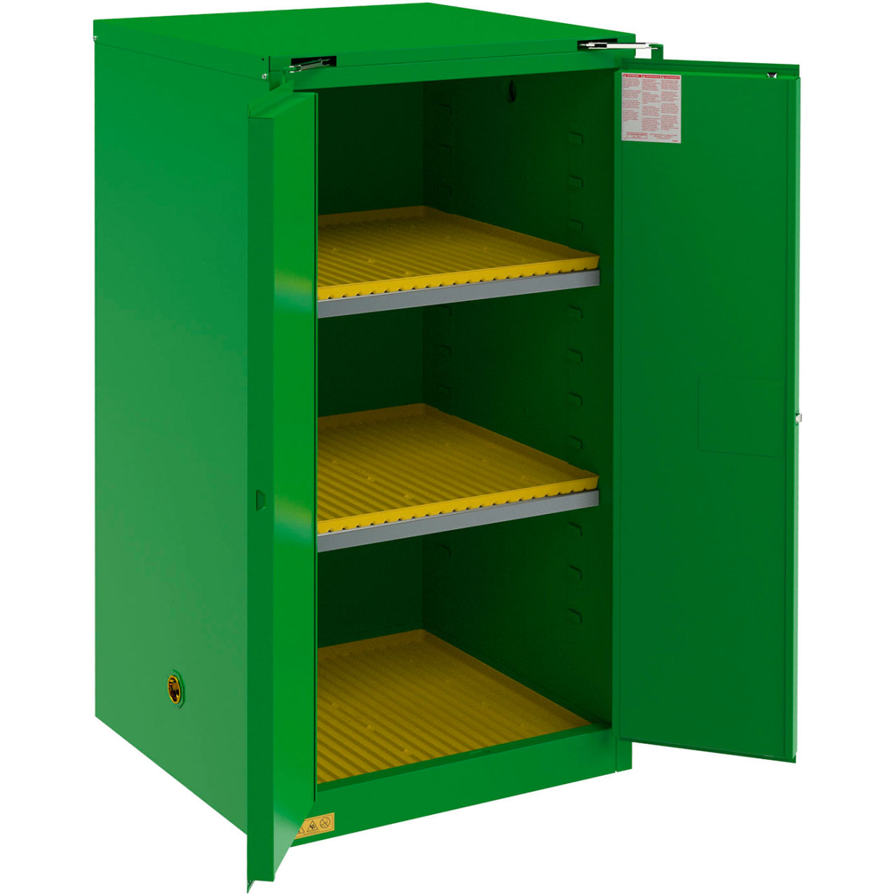 Pesticide Storage Cabinet, Self Close, 60 Gallon Capacity, 34-1/4"W x 34-3/16"D x 66-3/8"H