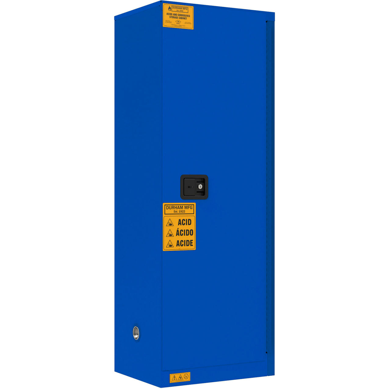 Corrosive Storage Cabinet, Manual Close, 22 Gal. Cap., 23-5/16"W x 18-1/8"D x 65"H