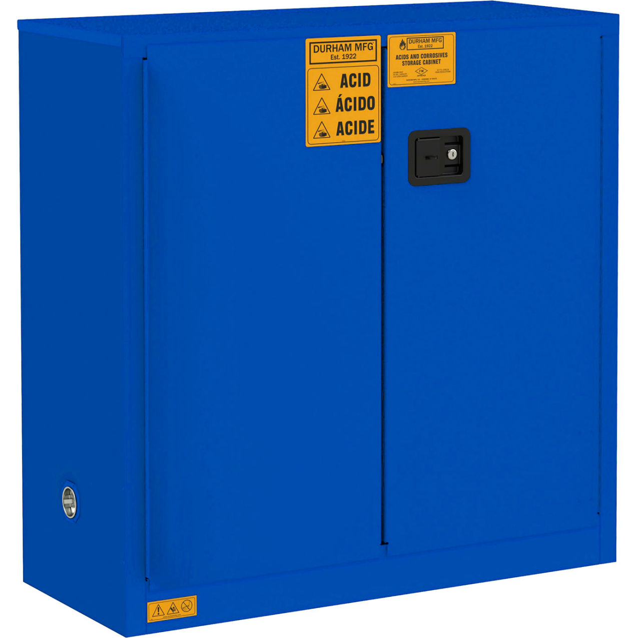 Corrosive Storage Cabinet, Manual Close, 30 Gallon Capacity, 43"W x 18"D x 44"H