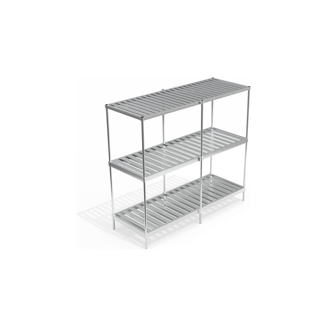 New Age 3 Shelf, Keg Stacker Shelving Unit Kit, Double Deep, Starter. 93"W x 36-3/4"D x 84"H