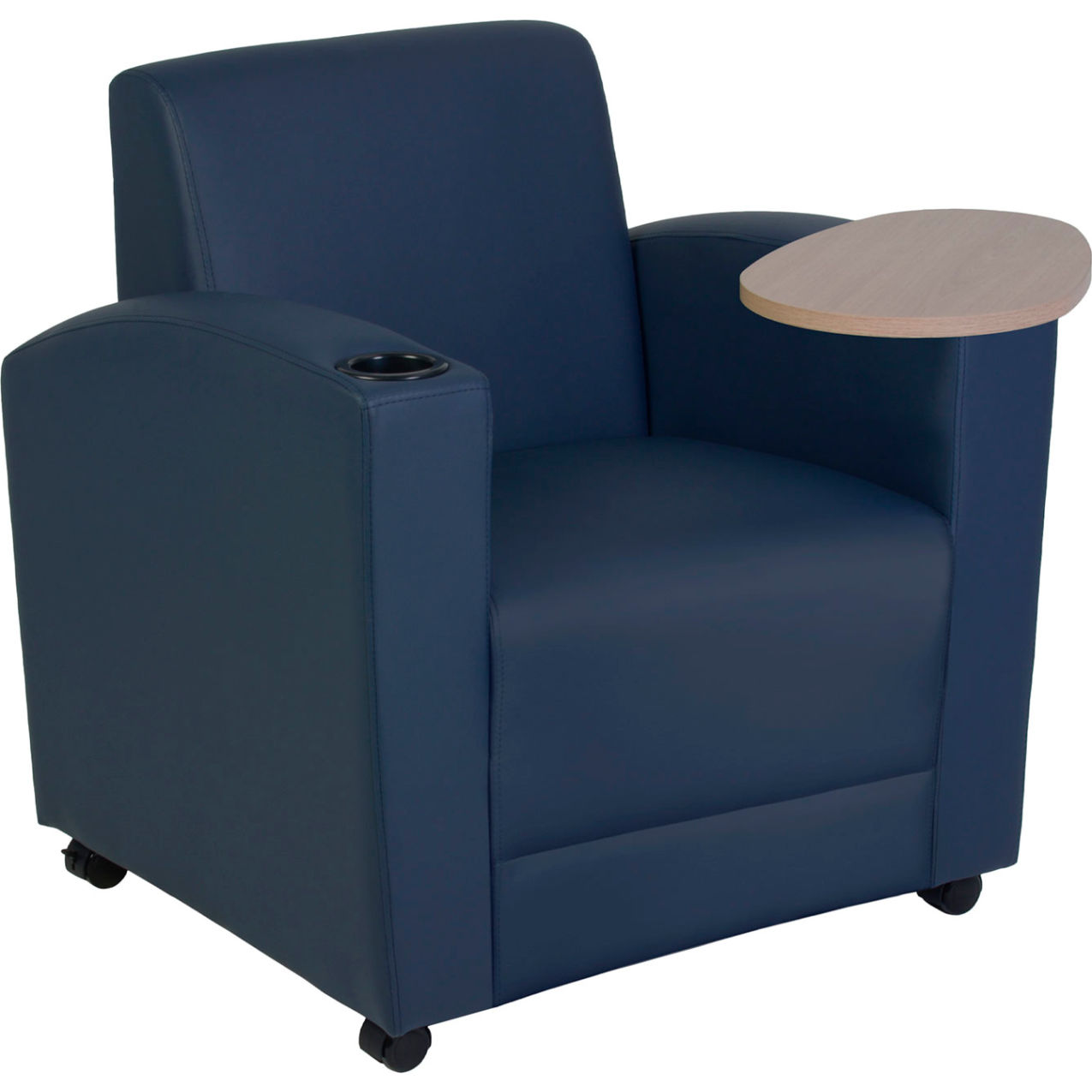 Tablet Arm Lounge Chair, 31"W x 29"D x 33"H, Navy Blue/Noble Oak