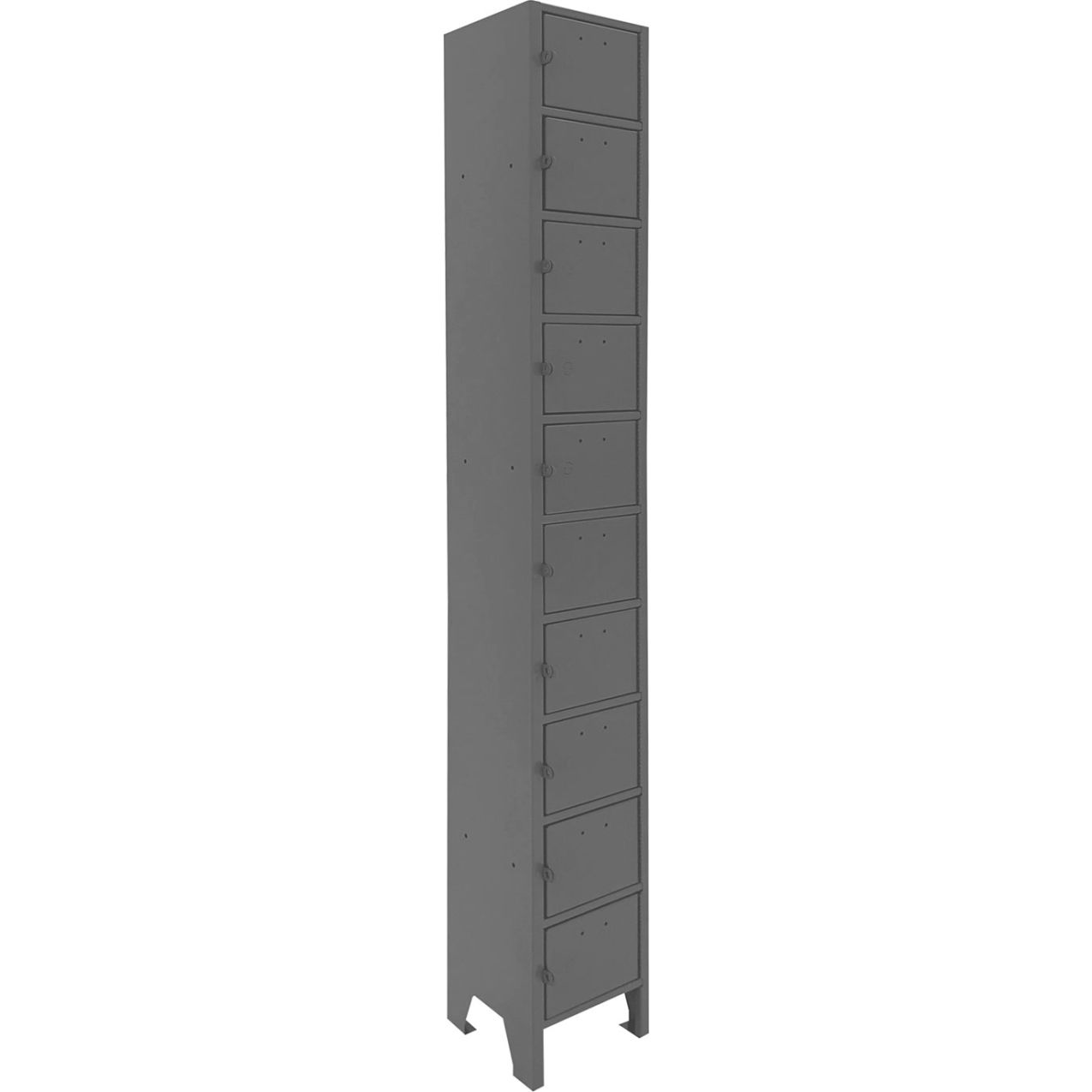 10 Tier 10 Door Cell Phone Locker with Hasp Lock, 9"W x 9"D x 66-9/16"H, Gray, Assembled