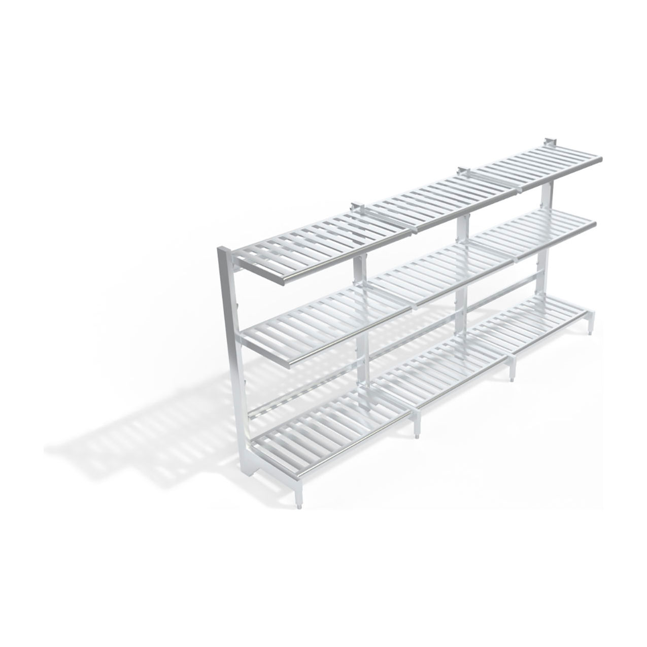 New Age T-Bar Cantilever Aluminum Shelving Unit, 9 Shelves, 146-3/4"W x 27"D x 72-1/4"H
