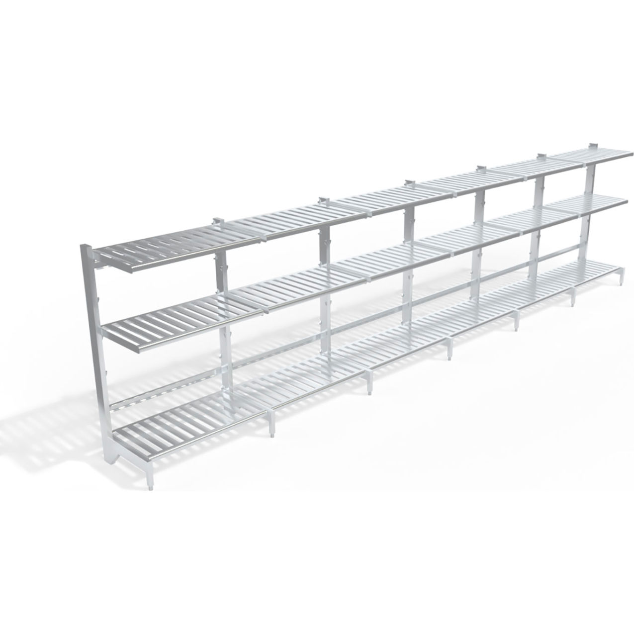 T-Bar Cantilever Aluminum Shelving Unit, 18 Shelves, 290-3/4"W x 27"D x 72-1/4"H