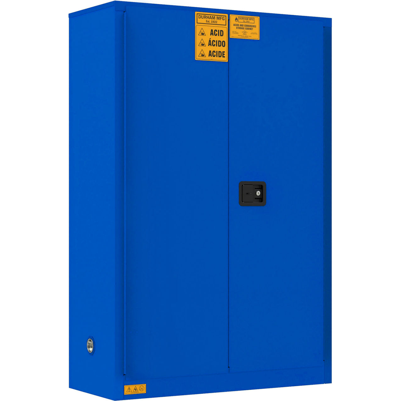 Corrosive Storage Cabinet, Manual Close, 45 Gallon Capacity, 43"W x 18"D x 65"H