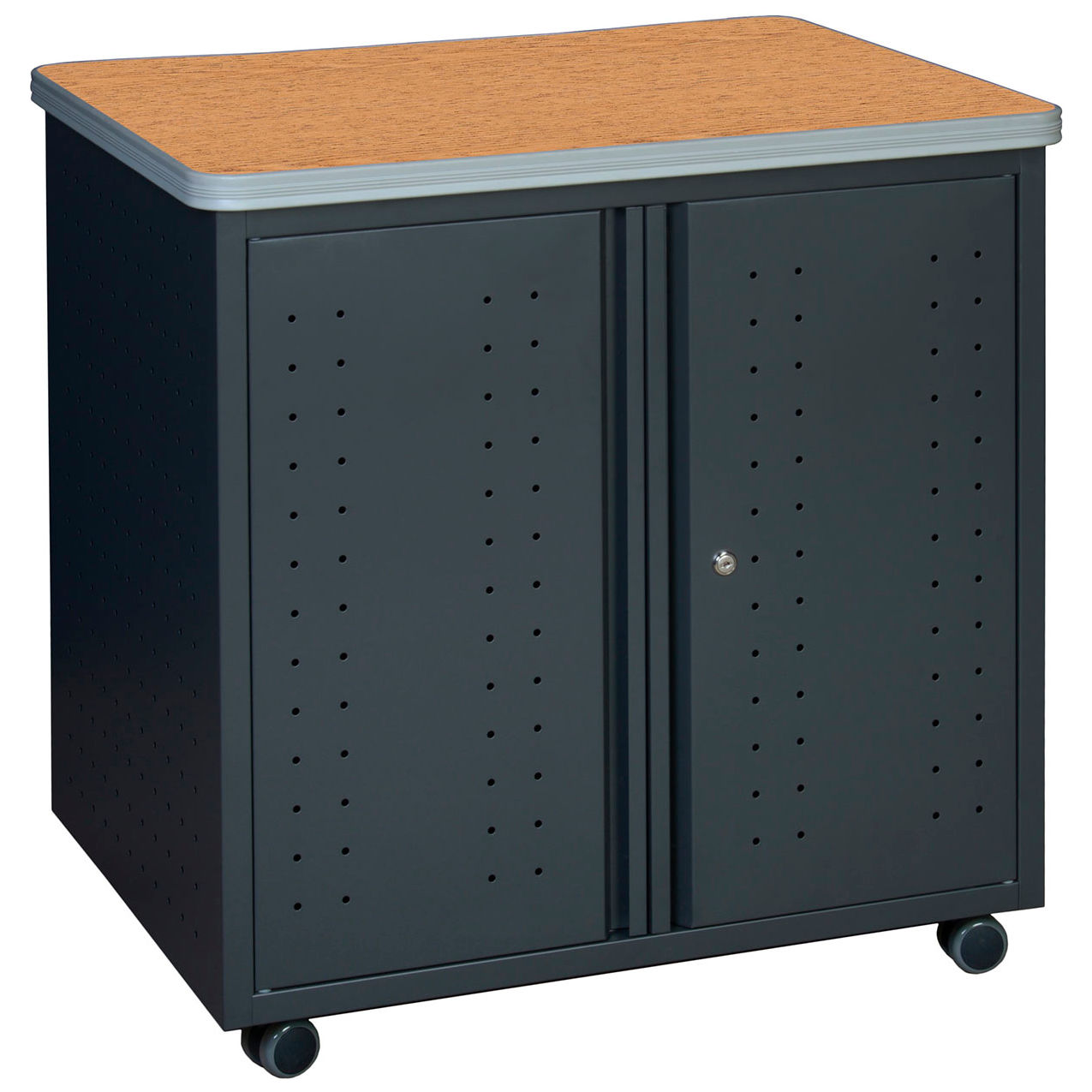 Mobile Locking Utility/Fax/Copy Table, 30"L x 23-1/4"W x 30"H, Medium Oak