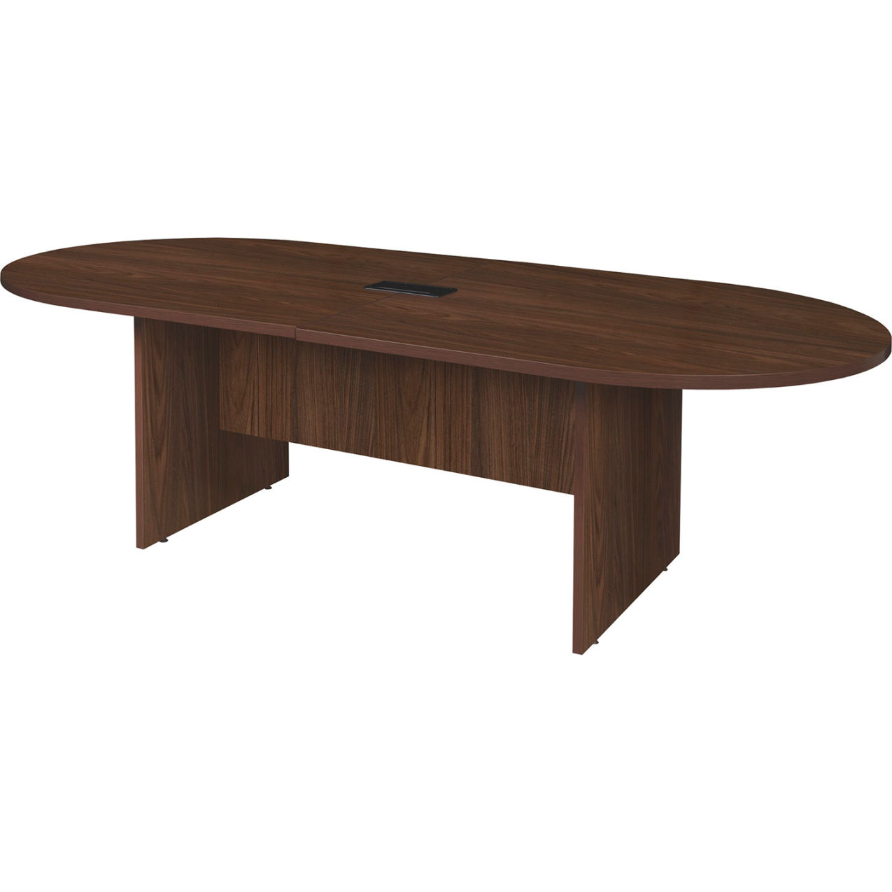 Racetrack Conference Table with Charging Port, 95"L x 43"W x 29"H, Neo Walnut