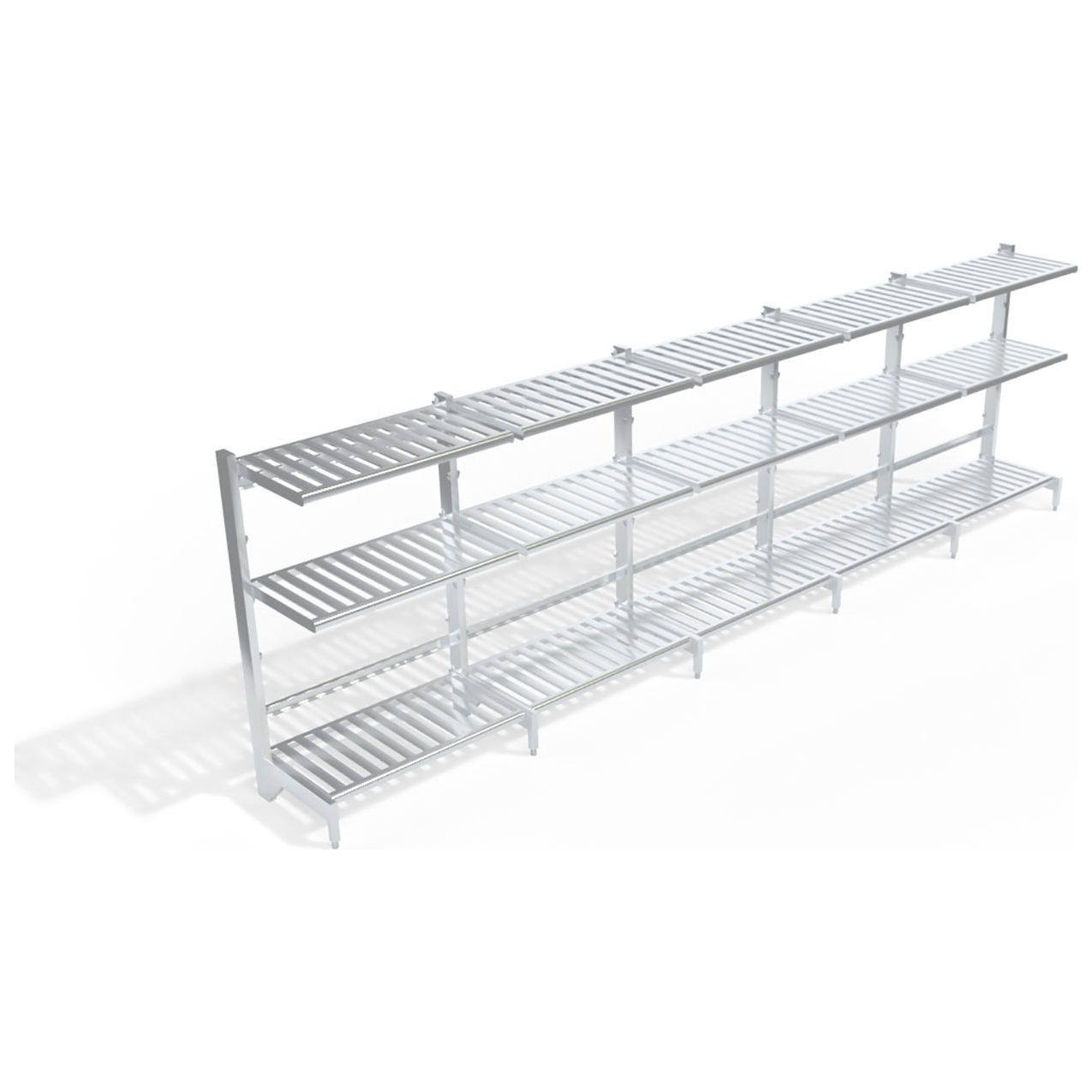 T-Bar Cantilever Aluminum Shelving Unit, 15 Shelves, 242-3/4"W x 27"D x 72-1/4"H