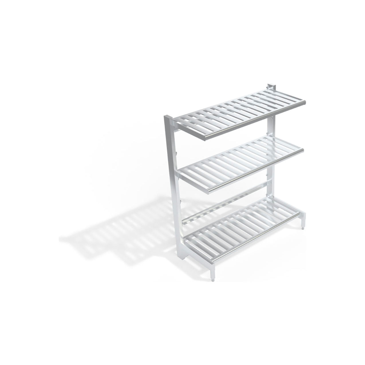 New Age T-Bar Cantilever Aluminum Shelving Unit, 3 Shelves, 62-3/4"W x 27"D x 72-1/4"H