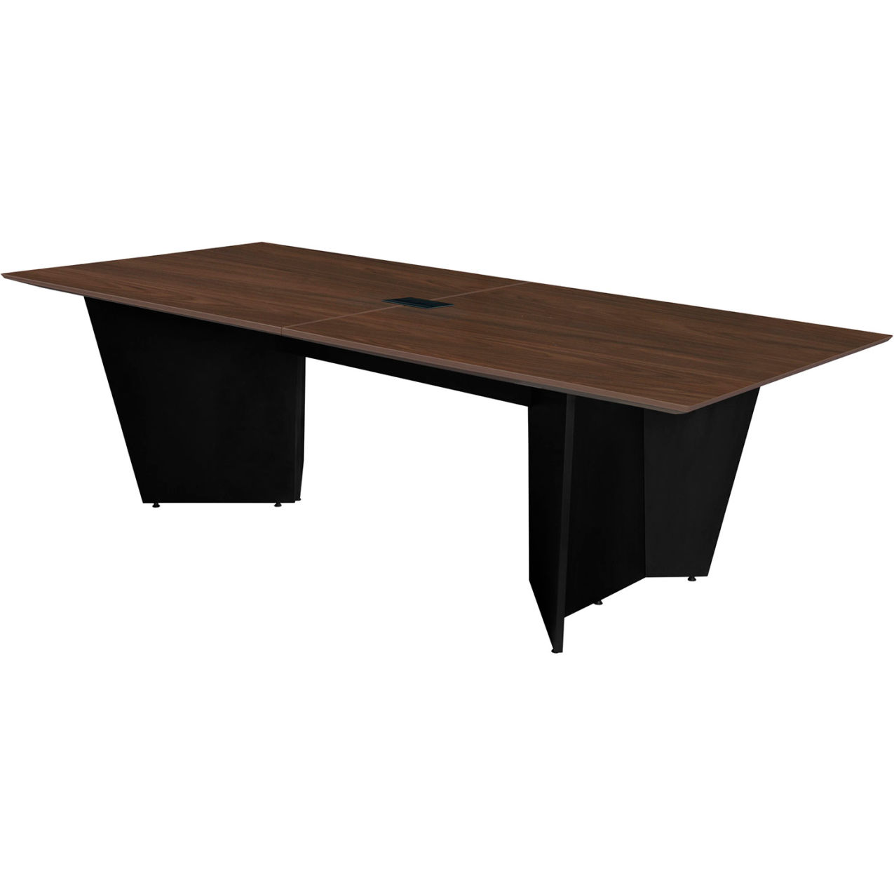 Conference Table with Power Data Grommet, 96"L x 48"W x 29"H, Neo Walnut/Black