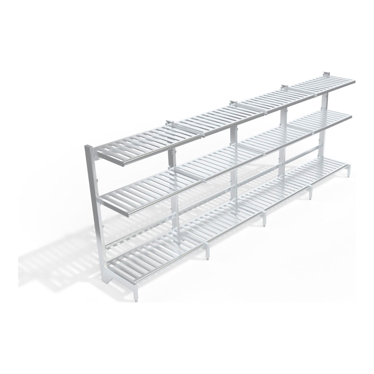 T-Bar Cantilever Aluminum Shelving Unit, 12 Shelves, 194-3/4"W x 27"D x 72-1/4"H