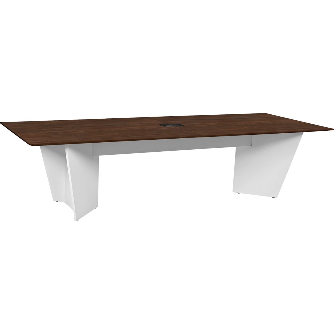 Conference Table with Power Data Grommet, 120"L x 48"W x 29"H, Neo Walnut/White